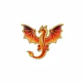 Western dragon enamel metal brooch badge, dark style clothing accessory, 3cm x 2.5cm - Orange Red Gradient (CZ3829-5)