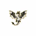 Gothic style western dragon metal enamel brooch badge, dark fashion clothing accessory. - Black White Ink Wash (CZ3829-6)
