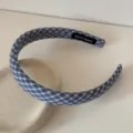 Sweet blue plaid headband for women, stylish sponge high cranial top hair accessory chic. - 2cm Wide / Dark Blue Plaid
