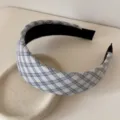 Blue plaid headband cute style thick padded hair hoop for women fresh aesthetic daily hair accessories - 4cm Wide / White and Blue Plaid