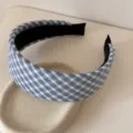 Blue Gingham Padded Headband Sweet Blue And White Checkered Hair Hoop For Women Accessory. - 4cm Wide / Light Blue Plaid