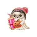 Halloween Geist Emaillierte Brosche Süße Strass Brille Kürbis Anstecknadel Schmuck Geschenk - Geist Stil (RW0332)