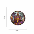Halloween Stained Glass Round Alloy Brooch Pumpkin Haunted House Festival Gift Lapel Pin Badge - Haunted House Pumpkin (CZ4111-1)
