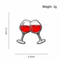 Spilla smaltata bicchieri di vino grazioso distintivo in metallo accessori 2.1x2.5cm - Stile Calici da Vino (CZ3661-2)