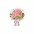 Metal floral bouquet enamel pin fridge magnet, size 4.8x4cm, weight 16g decorative gift. - Peony Bouquet (BXT0173-1) / Refrigerator Magnet / Gold Plating