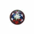 Halloween stained glass ghost and red rose brooch alloy pin 3cm festival party decor - Ghost Rose (CZ4111-4)