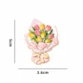 Cute Tulip Bouquet Fridge Magnet Enamel Alloy Magnetic Cute Floral Souvenir Gift Item - Tulip Bouquet (BXT0173-2) / Refrigerator Magnet / Gold Plating