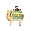 Museum cultural creative enamel pin fridge magnet featuring traditional camel with musicians design. - Tang Sancai Camel (BXT0027-3)