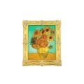 Van Gogh Sonnenblumen Metall Strass Kühlschrankmagnet, Vintage Goldrahmen dekorative Brosche Magnet. - Sonnenblumen-Stil (BXT0387-2)