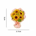 Sunflower bouquet enamel pin fridge magnet, alloy material, cute floral decor accessory for home. - Sunflower Bouquet (BXT0173-4) / Refrigerator Magnet / Gold Plating