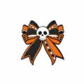 Spilla con teschio e fiocco di Halloween, design scozzese nero e arancione in lega smaltata. - Stile Quadretti Arancione e Nero (CZ3518-2)