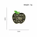 Teacher apple brooch pin, black and gold enamel badge, appreciation gift for graduation season. - Black Apple Style (CZ3787-4)