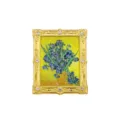 Exquisites Van Gogh Iris Metall Kühlschrankmagnet mit Vintage Goldrahmen und Strass. - Schwertlilien-Stil A (BXT0387-3)