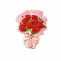 Metal rose flower bouquet fridge magnet, cute decorative magnetic item for home kitchen. - Rose Bouquet (BXT0173-5) / Refrigerator Magnet / Gold Plating