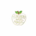 Teacher apple brooch pin enamel badge gift for graduation and appreciation day items - White Apple Style (CZ3787-6)