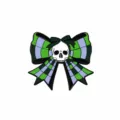 Halloween teschio fiocco spilla smalto gotica scozzese distintivo borsa vestiti - Stile Quadretti Verde e Viola (CZ3518-4)