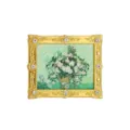 Van Gogh Kunst Kühlschrankmagnet im Barock Gold Strass Rahmen, edle Metall Magnet Deko. - Blumen in Vase Stil (BXT0387-5)