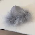 Grey feather hair claw clip fluffy hair accessory elegant design detail view for women styling - Gray
