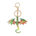 Exquisite colorful floral dragon metal keychain with sparkling rhinestones, stylish bag charm. - Colorful Drip Oil Style (YSK00017-10)