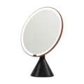 Modern desktop smart makeup mirror with LED ring light and touch control for vanity. - Black and Orange
