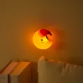 Cute silicone moon night light with sleeping cap warm glow bedside USB rechargeable nursery lamp - Moon / Warm Moon