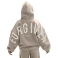 Sudadera oversize con estampado de letras en la espalda, parte superior casual y cómoda. - S / Caqui