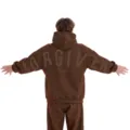 Brauner Oversize Kapuzenpullover für Herren, lässiger Streetwear-Hoodie mit Rückendruck. - Dunkelbraun