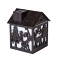 Mini wooden house USB humidifier desktop ornament with colorful ambient night light. - Dark Wood Grain