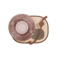 Vintage retro grammofoonplaat speler Bluetooth luidspreker, elegant beige design. - Bruin