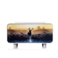 Desktop flame humidifier aroma diffuser with ambient light and scenic deer display screen - White - Reindeer