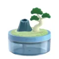 Mini USB desktop landscape bonsai humidifier in blue color with volcano and pine tree. - Pine Tree