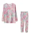 Conjunto de chándal tie-dye para mujer sudadera manga larga y pantalón jogger casual - S / Top y Pantalones / Rosa