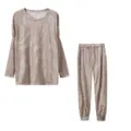 Conjunto de chándal para mujer rosa con estampado abstracto sudadera y pantalón jogger. - S / Top y Pantalones / Caqui