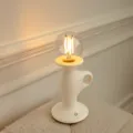 Vintage LED διακοσμητικό επιτραπέζιο φωτιστικό με φόρτιση USB και αφή. Ρετρό νυχτερινό φως. - Λευκό