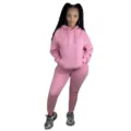 Rosa Fleece Kapuzenpullover Stofftextur und passender Jogginganzug Detailansicht - S / Oberteil und Unterteil / Rosa