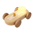 Solid wood go-kart night light with ambient warm glow, cute desktop decor bedside lamp. - Natural Wood Color