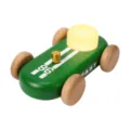 Solid wood go-kart night light with colorful glowing top, unique wooden toy car desktop ornament. - Green