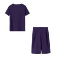 Conjunto deportivo de mujer top morado manga corta textura panal y pantalones cortos. - S / Top y Pantalones / Púrpura