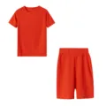 Conjunto de pantalones cortos deportivos rojos mujer nido abeja camiseta yoga - S / Top y Pantalones / Naranja