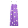 Women's purple floral camisole long dress featuring elegant little daisy prints for summer. - Purple