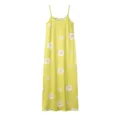 Detalle de vestido largo amarillo con tirantes y bonito estampado de margaritas blancas. - S / Vestidos / Amarillo