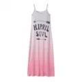 Women Summer Gradient Slip Long Dress Casual Spaghetti Strap Letter Print Nightgown - L / Dress (9594#) / Pink