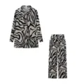 Ensemble chemise à manches longues et pantalon à imprimé abstrait style streetwear. - S / Haut et Bas / Rayé Noir