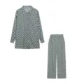 Ensemble chic chemise à manches longues et pantalon imprimé géométrique mode streetwear. - S / Haut et Bas / Imprimé Losanges