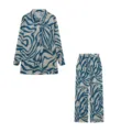 Ensemble chic pour femme avec chemise à manches longues et pantalon large imprimé. - S / Haut et Bas / Bleu Clair à Rayures
