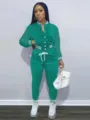 Tuta sportiva verde da donna set due pezzi giacca casual pantaloni streetwear outfit moda - Verde menta