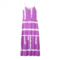 Purple White Striped Tie-Dye Maxi Dress Summer Casual Elegant Suspender Long Dress - Purple