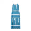 Blue white striped maxi dress casual summer spaghetti strap slim fit elegant long dress for women - Cyan