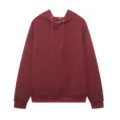Burgundy jacquard hooded sweatshirt detail, long sleeve casual pullover, plus size top. - Red