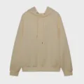 Detail view of women plus size jacquard hooded long sleeve loose sweatshirt drawstring yellow - Apricot